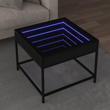 vidaXL Τραπεζάκι Σαλονιού Infinity LED Μαύρο 50x50x41cm 1 τεμ.
