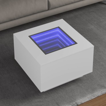 vidaXL Τραπεζάκι Σαλονιού με LED Λευκό 60x60x40cm Επεξεργασμένο Ξύλο 1 τεμ.