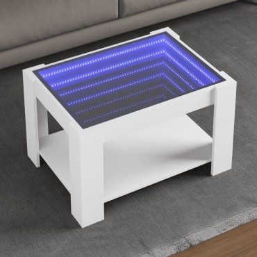 vidaXL Τραπεζάκι Σαλονιού με LED Λευκό 73x53x45cm Επεξεργασμένο Ξύλο 1 τεμ.