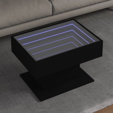 vidaXL Τραπεζάκι Σαλονιού με LED Μαύρο 70x50x45cm Επεξεργασμένο Ξύλο 1 τεμ.