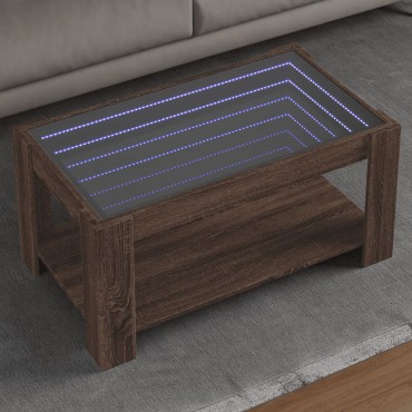 vidaXL Τραπεζάκι Σαλονιού με LED Δρυς 93x53x45cm Επεξεργασμένο Ξύλο 1 τεμ.