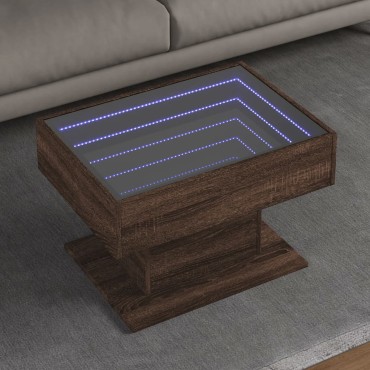 vidaXL Τραπεζάκι Σαλονιού με LED Δρυς 70x50x45cm Επεξεργασμένο Ξύλο 1 τεμ.