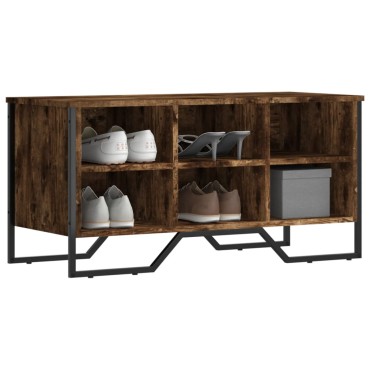 vidaXL Παπουτσοθήκη Καπνιστή Δρυς 90x38x45,5cm από Επεξεργ. Ξύλο