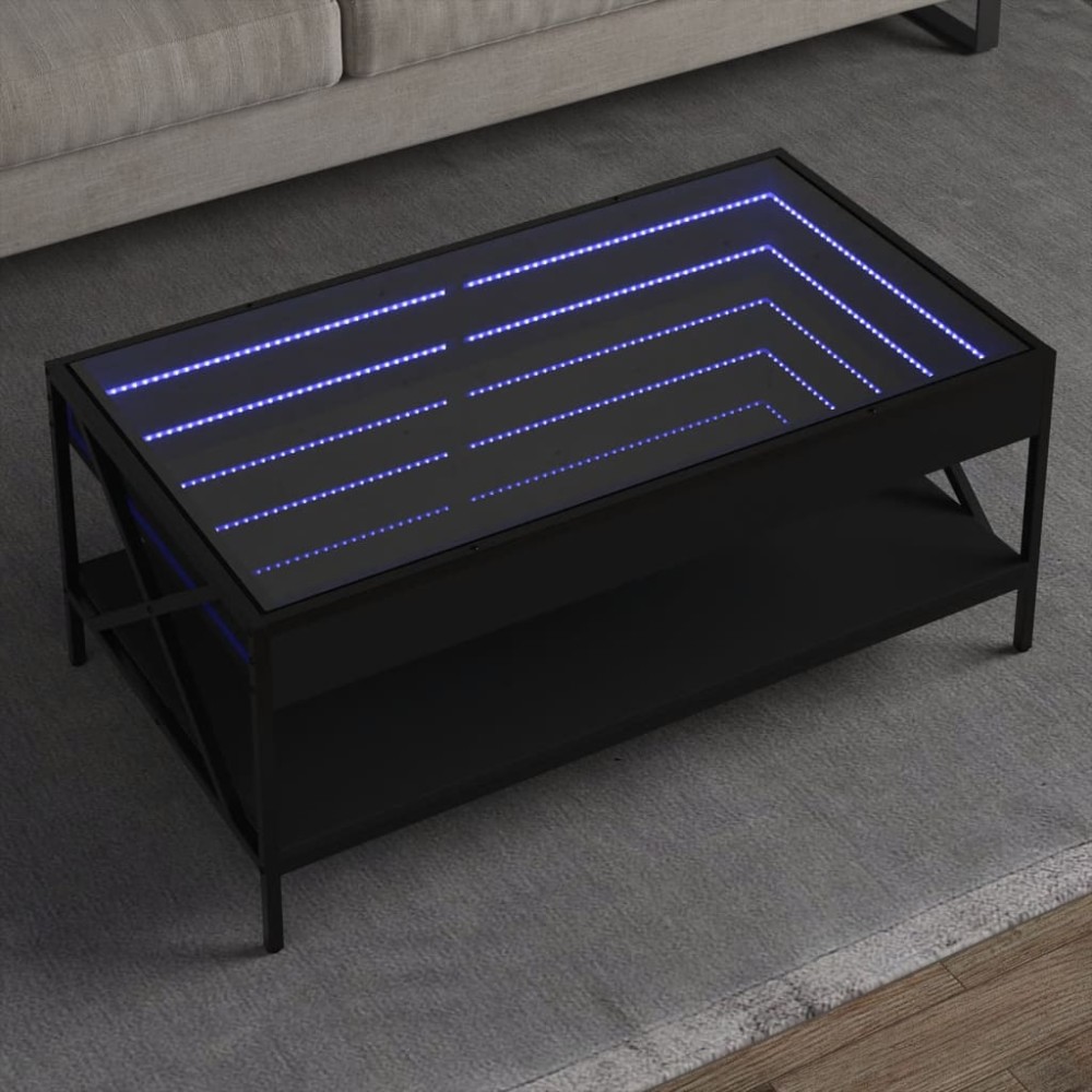 vidaXL Τραπεζάκι Σαλονιού Infinity LED Μαύρο 90x50x38cm 1 τεμ.