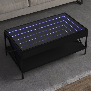 vidaXL Τραπεζάκι Σαλονιού Infinity LED Μαύρο 90x50x38cm 1 τεμ.