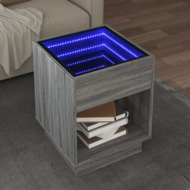 vidaXL Τραπεζάκι Άπειρο Φως LED Γκρι Sonoma 40x40x50cm 1 τεμ.