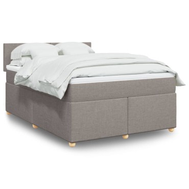 vidaXL Κρεβάτι Boxspring με Στρώμα Taupe 160x200cm Υφασμάτινο 1 τεμ. - Διπλό