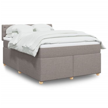vidaXL Κρεβάτι Boxspring με Στρώμα Taupe 140x200cm Υφασμάτινο 1 τεμ. - Διπλό