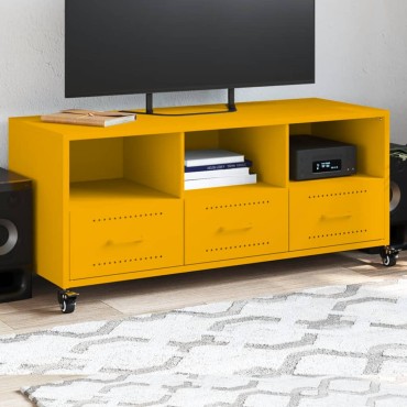 vidaXL Έπιπλο Τηλεόρασης Μουσταρδί Κίτρινο 100,5x39x43,5cm από Ατσάλι