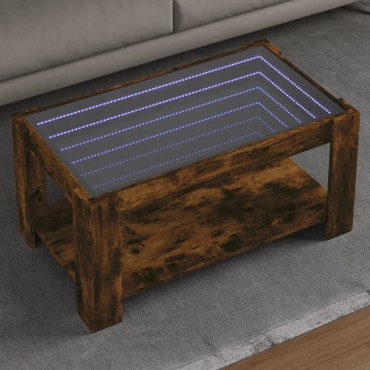 vidaXL Τραπεζάκι Σαλονιού με LED Δρυς 93x53x45cm Επεξεργασμένο Ξύλο 1 τεμ.
