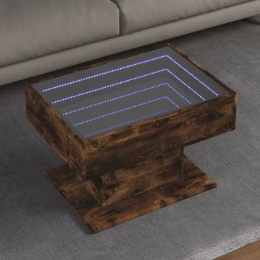 vidaXL Τραπεζάκι Σαλονιού με LED Δρυς 70x50x45cm Επεξεργασμένο Ξύλο 1 τεμ.