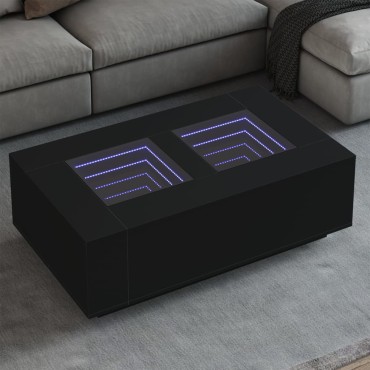 vidaXL Τραπεζάκι Σαλονιού Infinity LED Μαύρο 116x69x40cm 1 τεμ.