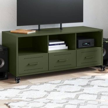 vidaXL Έπιπλο Τηλεόρασης Πράσινο Λαδί 100,5x39x43,5cm από Ατσάλι