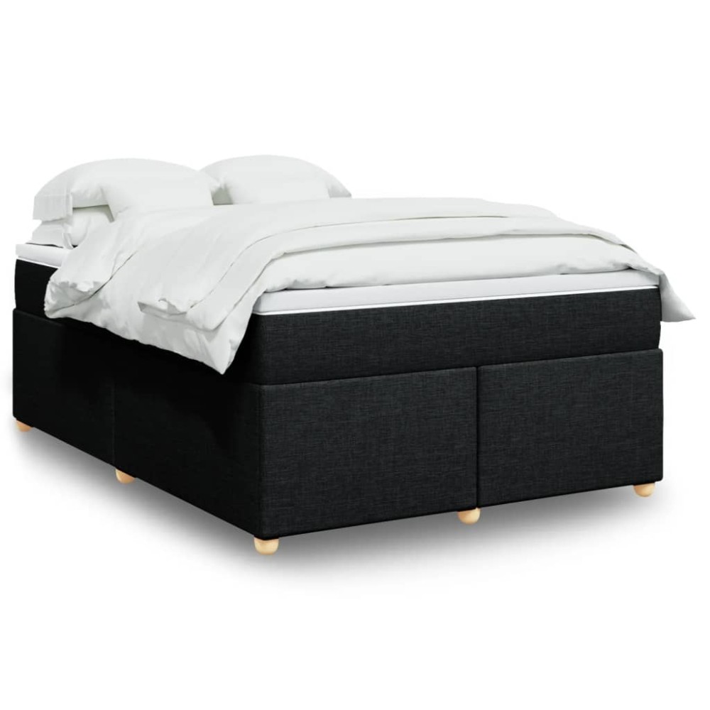 vidaXL Κρεβάτι Boxspring με Στρώμα Μαύρο 140x200 εκ. Υφασμάτινο