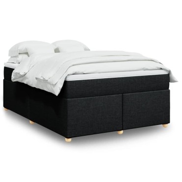vidaXL Κρεβάτι Boxspring με Στρώμα Μαύρο 140x200 εκ. Υφασμάτινο
