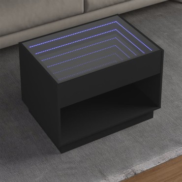vidaXL Τραπεζάκι Σαλονιού Infinity LED Μαύρο 70x50x50cm 1 τεμ.