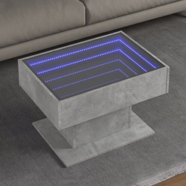 vidaXL Τραπεζάκι Σαλονιού με LED Γκρι 70x50x45cm Επεξεργασμένο Ξύλο 1 τεμ.