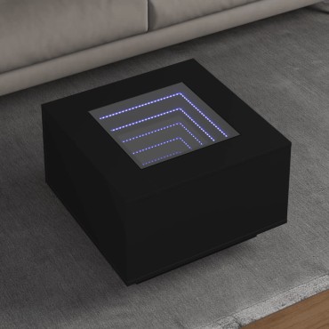 vidaXL Τραπεζάκι Σαλονιού με LED Μαύρο 60x60x40cm Επεξεργασμένο Ξύλο 1 τεμ.