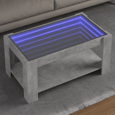 vidaXL Τραπεζάκι Σαλονιού με LED Γκρι 93x53x45cm Επεξεργασμένο Ξύλο 1 τεμ.