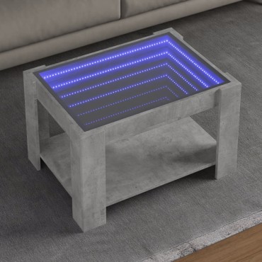 vidaXL Τραπεζάκι Σαλονιού με LED Γκρι 73x53x45cm Επεξεργασμένο Ξύλο 1 τεμ.