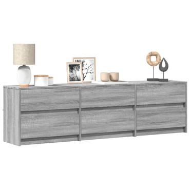 vidaXL Έπιπλο Τηλεόρασης με LED Γκρι Sonoma 180x34x50cm Επεξ. Ξύλο