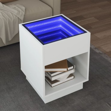 vidaXL Τραπεζάκι Σαλονιού Infinity LED Λευκό 40x40x50cm 1 τεμ.