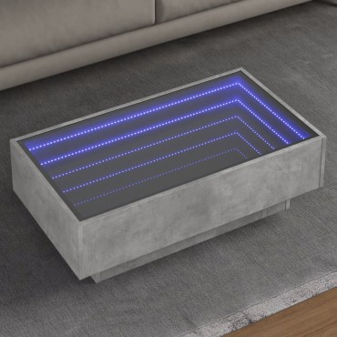 vidaXL Τραπεζάκι Σαλονιού με LED Γκρι 90x50x30cm Επεξεργασμένο Ξύλο 1 τεμ.