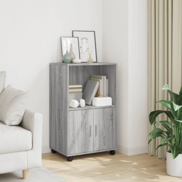 vidaXL Ντουλάπι Με Ροδάκια Γκρι Sonoma 55x40x91cm Επεξεργασμένο Ξύλο 1 τεμ.