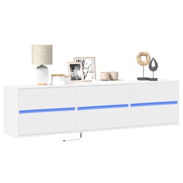 vidaXL Έπιπλο Τοίχου Τηλεόρασης με LED Λευκό 180x31x45cm