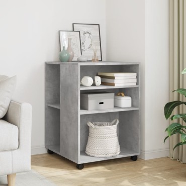 vidaXL Βοηθητικό Τραπέζι με Ρόδες Γκρι Σκυρ 55x60x78cm Επεξ. Ξύλο
