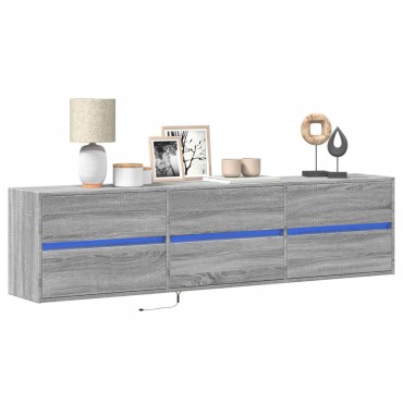 vidaXL Έπιπλο Τοίχου Τηλεόρασης με LED Γκρι Sonoma 180x31x45cm
