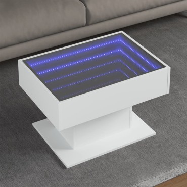 vidaXL Τραπεζάκι Σαλονιού με LED Λευκό 70x50x45cm Επεξεργασμένο Ξύλο 1 τεμ.