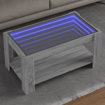 vidaXL Τραπεζάκι Σαλονιού με LED Γκρι 93x53x45cm Επεξεργασμένο Ξύλο 1 τεμ.