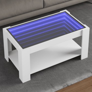 vidaXL Τραπεζάκι Σαλονιού με LED Λευκό 93x53x45cm Επεξεργασμένο Ξύλο 1 τεμ.