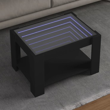 vidaXL Τραπεζάκι Σαλονιού με LED Μαύρο 73x53x45cm Επεξεργασμένο Ξύλο 1 τεμ.