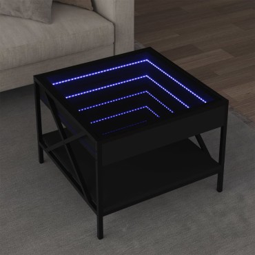 vidaXL Τραπεζάκι Σαλονιού Infinity LED Μαύρο 50x50x38cm 1 τεμ.
