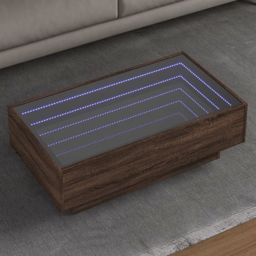 vidaXL Τραπεζάκι Σαλονιού με LED Δρυς 90x50x30cm Επεξεργασμένο Ξύλο 1 τεμ.