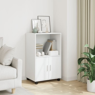 vidaXL Ντουλάπι Τροχήλατο Λευκό 55x40x91cm από Επεξεργασμένο Ξύλο 1 τεμ.