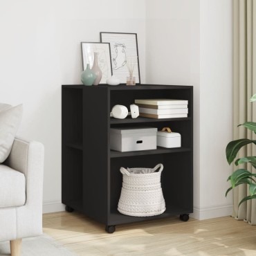 vidaXL Βοηθητικό Τραπέζι με Ρόδες Μαύρο 55x60x78cm Επεξ. Ξύλο