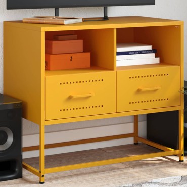 vidaXL Έπιπλο Τηλεόρασης Μουσταρδί Κίτρινο 68x39x60,5cm από Ατσάλι
