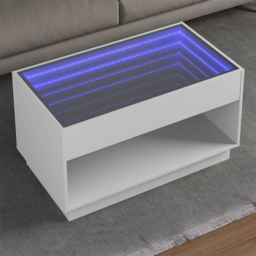 vidaXL Τραπεζάκι Σαλονιού Infinity LED Λευκό 90x50x50cm 1 τεμ.