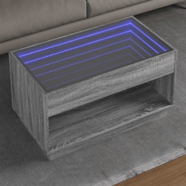 vidaXL Τραπεζάκι Σαλονιού Άπειρο Φως LED Γκρι Sonoma 90x50x50cm 1 τεμ.