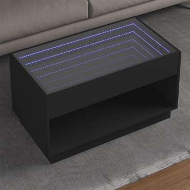 vidaXL Τραπεζάκι Σαλονιού Infinity LED Μαύρο 90x50x50cm 1 τεμ.