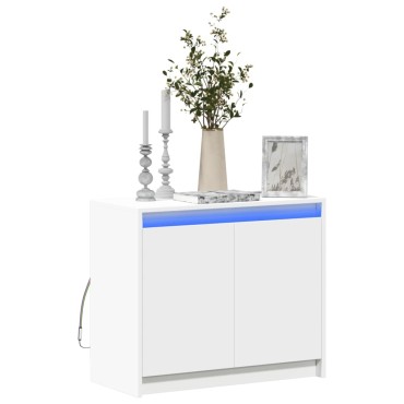 vidaXL Μπουφές με Φώτα LED Λευκός 72x34x61cm από Επεξεργασμένο Ξύλο 1 τεμ.