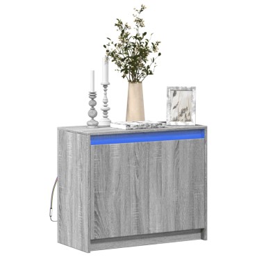 vidaXL Ντουλάπι με Φώτα LED Γκρι Sonoma 72x34x61cm Επεξεργασμένο Ξύλο 1 τεμ.