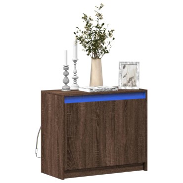 vidaXL Ντουλάπι με Φώτα LED Καφέ Δρυς 72x34x61cm Επεξεργασμένο Ξύλο 1 τεμ.