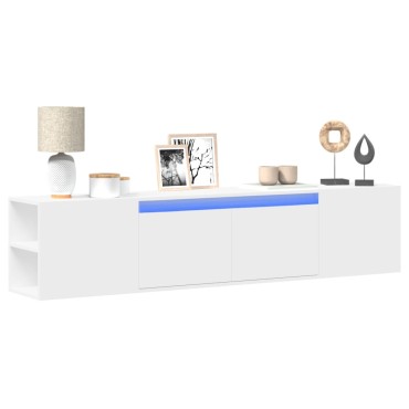 vidaXL Έπιπλο Τοίχου Τηλεόρασης με LED Λευκό 180x31x39,5cm