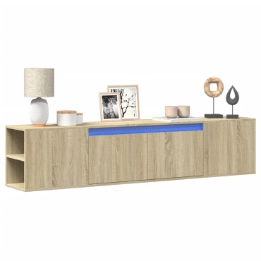 vidaXL Έπιπλο Τοίχου Τηλεόρασης με LED Sonoma Δρυς 180x31x39,5cm