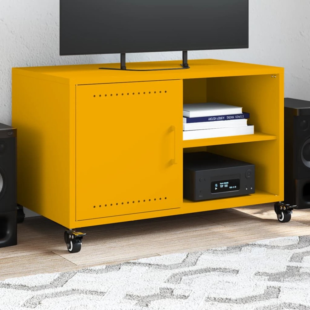 vidaXL Έπιπλο Τηλεόρασης Μουσταρδί Κίτρινο 68x39x43,5cm από Ατσάλι