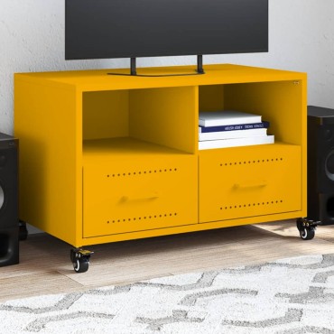 vidaXL Έπιπλο Τηλεόρασης Μουσταρδί Κίτρινο 68x39x43,5cm από Ατσάλι